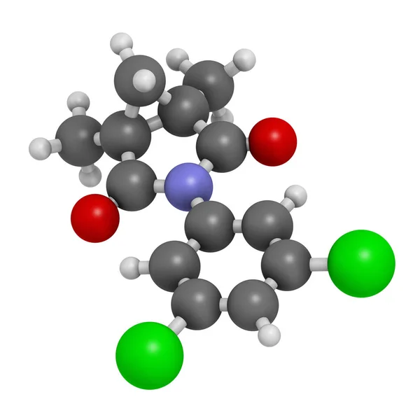 Procymidon Pesticide Molecuul Weergave Atomen Worden Weergegeven Als Bollen Met — Stockfoto