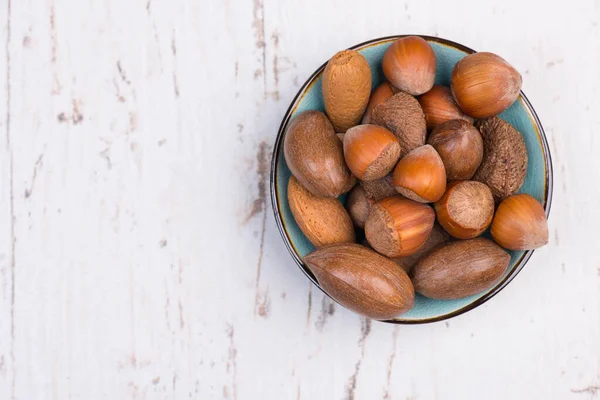 Mix of nuts, hazelnuts, pecan nuts, walnuts, almonds, healthy lifestil