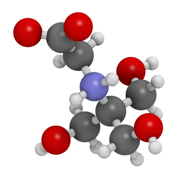 Trikinbuffrande Agensmolekyl Återgivning Atomer Representeras Som Sfärer Med Konventionell Färgkodning — Stockfoto