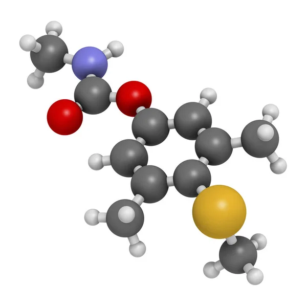 Methiocarb Μόριο Φυτοφαρμάκων Απόδοση Άτομα Εκπροσωπούνται Σφαίρες Συμβατικό Χρωματικό Κώδικα — Φωτογραφία Αρχείου