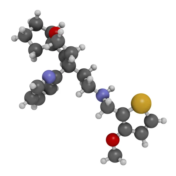 Oliceridine Pijnstiller Drug Molecuul Weergave Atomen Worden Weergegeven Als Bollen — Stockfoto