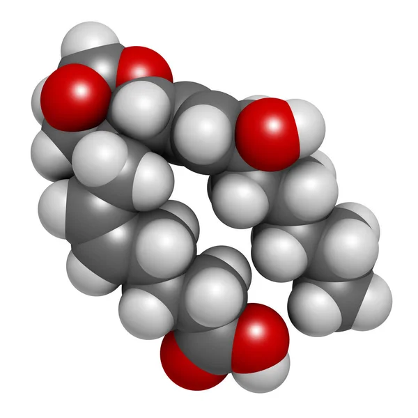 Thromboxaan Txa2 Molecuul Weergave Atomen Worden Weergegeven Als Bollen Met — Stockfoto
