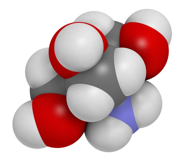 Tris缓冲剂分子 也叫三聚氰胺 3D渲染 原子被表示为具有常规颜色编码的球体 — 图库照片