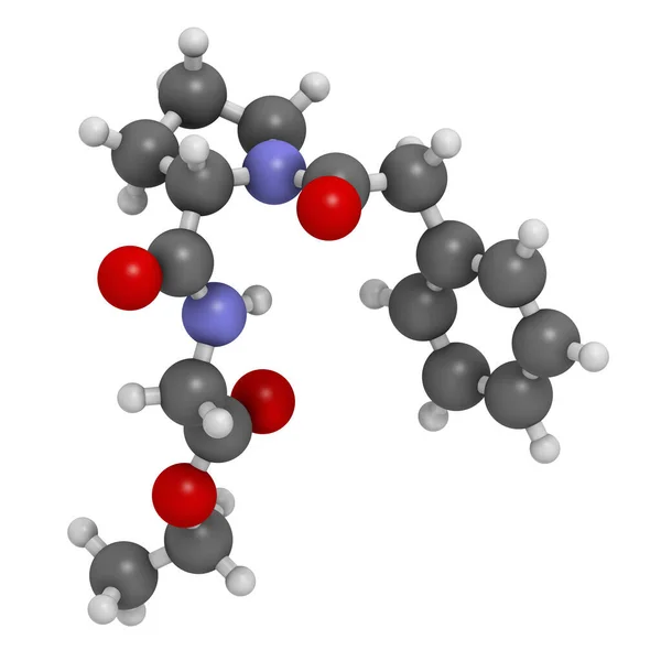 Omberacetam Nootropic Μόριο Φαρμάκου Απόδοση Άτομα Εκπροσωπούνται Σφαίρες Συμβατικό Χρωματικό — Φωτογραφία Αρχείου