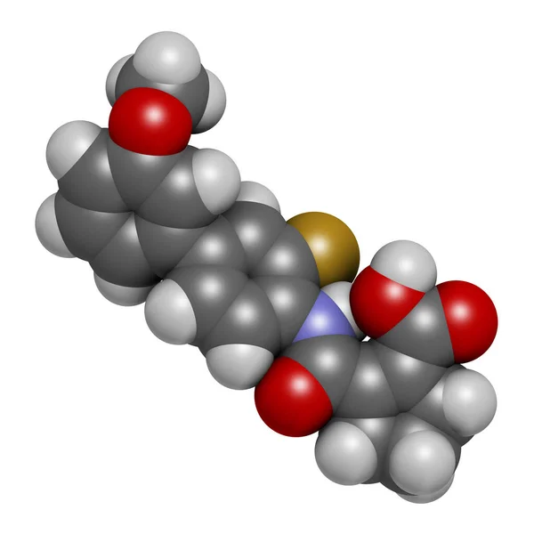 Vidofludimus Drug Molecule Inhibidor Dhodh Representación Los Átomos Representan Como —  Fotos de Stock