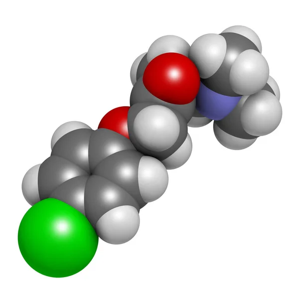 Molekuła Nootropowa Meklofenoksatu Renderowanie Atomy Reprezentowane Jako Sfery Konwencjonalnym Kodowaniem — Zdjęcie stockowe