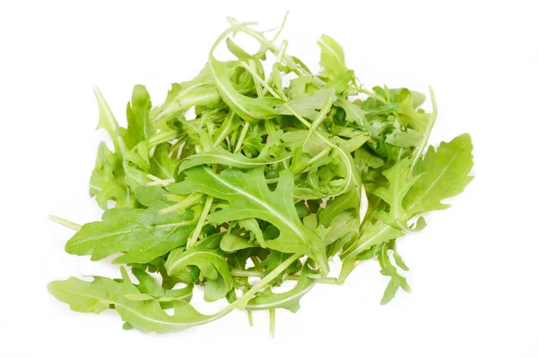 Rucolablätter Isoliert Auf Weißem Hintergrund Frischer Salat — Stockfoto