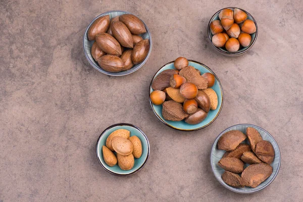 Mix of nuts, hazelnuts, pecan nuts, walnuts, almonds, healthy lifestil
