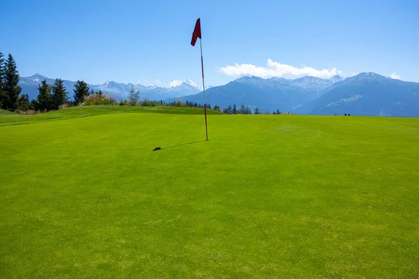 Crans Montana Suiza 2021 Campo Golf Crans Sur Sierre Con — Foto de Stock