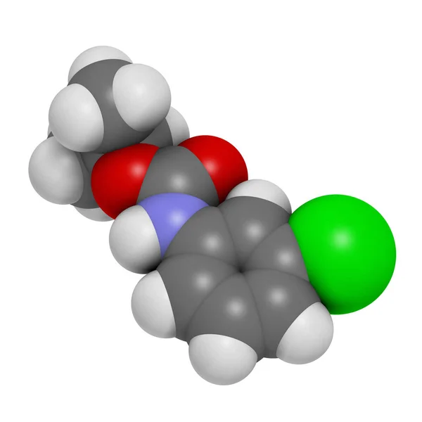 Klorprofam Herbicidmolekyl Återgivning Atomer Representeras Som Sfärer Med Konventionell Färgkodning — Stockfoto