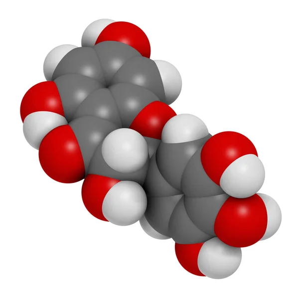 Dihydromyricetin Ampelopsin Kruidengeneesmiddelmolecuul Weergave Atomen Worden Weergegeven Als Bollen Met — Stockfoto