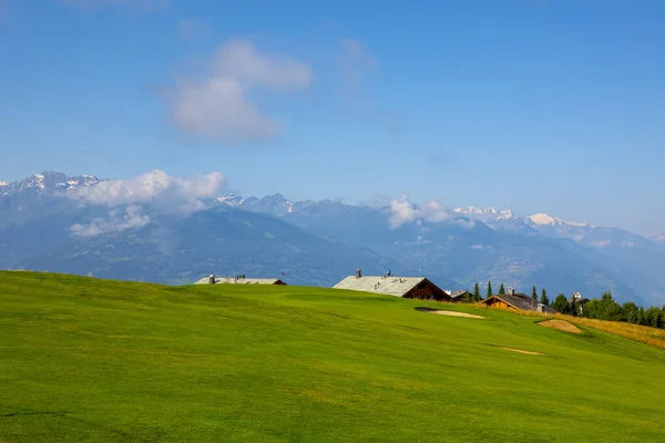 Krans Montana Switzerland Aug 2021 Crans Sur Sierre Golfbana Hål — Stockfoto