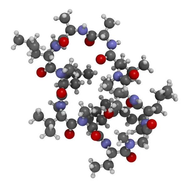 Voclosporin Immunosuppressant Молекула Лікарських Засобів Рендеринг Атоми Представлені Вигляді Сфер — стокове фото