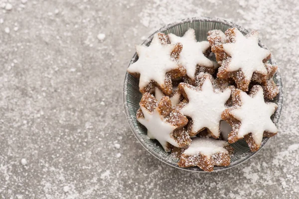 Cinnamon Stars Traditional German Christmas Cookies Gingerbread Empty Copy Space — Stock Photo, Image