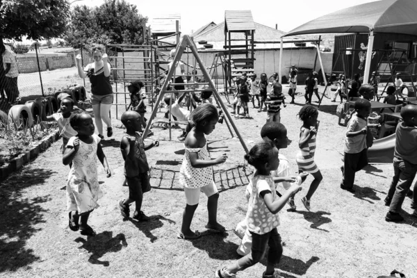 Johannesburg Südafrika Januar 2021 Eine Graustufe Afrikanischer Vorschulkinder Beim Spielen — Stockfoto