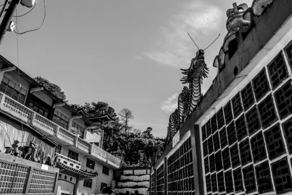 Baguio Philippines Dec 2016 Grayscale Shot Chinese Temple Baguio City — стокове фото