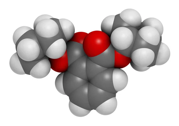 邻苯二甲酸二氯己酯 Dcp 增塑剂分子 3D渲染 原子被表示为具有常规颜色编码的球体 — 图库照片
