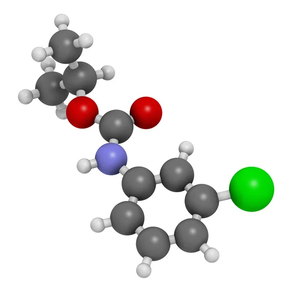 Chloorprofam Herbicide Molecuul Weergave Atomen Worden Weergegeven Als Bollen Met — Stockfoto