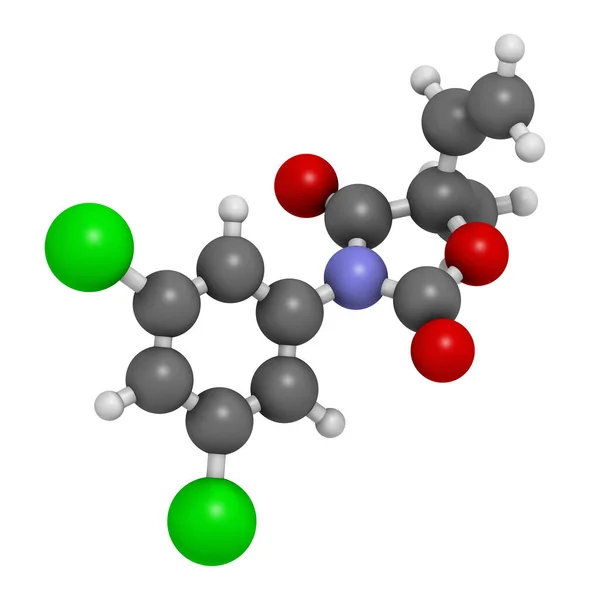 Vinclozolin Fungicide Molecuul Weergave Atomen Worden Weergegeven Als Bollen Met — Stockfoto