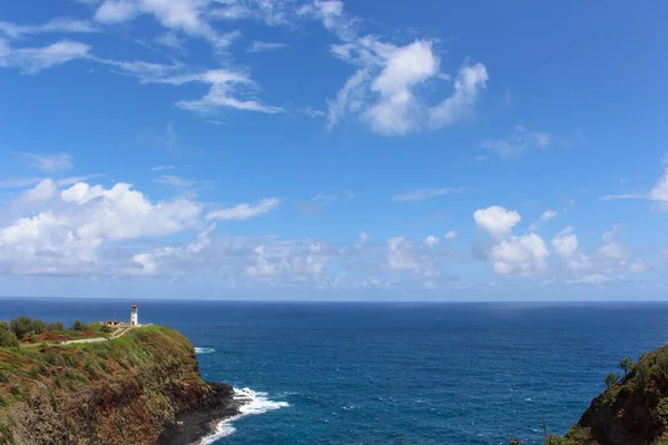 Leuchtturmstandort Auf Der Insel Kauai Hawaii Steht Über Einer Bucht — Stockfoto