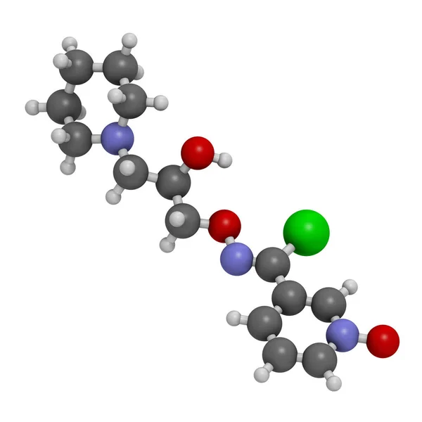 Arimoclomol药物分子 3D渲染 原子被表示为具有常规颜色编码的球体 — 图库照片