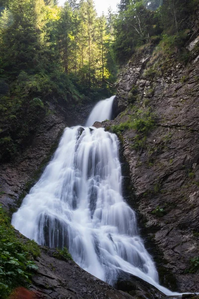 Una Magnífica Toma Vertical Cascada Valul Miresei Rumania Con Árboles —  Fotos de Stock