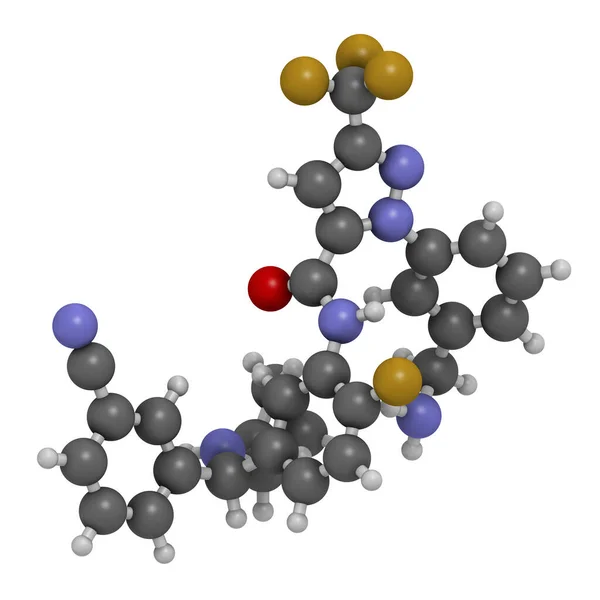 Berotralstat Molécula Hereditária Droga Angioedema Renderização Átomos São Representados Como — Fotografia de Stock