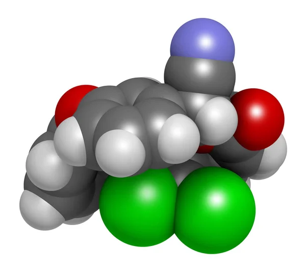 Cypermethrin Insecticide Molecuul Weergave Atomen Worden Weergegeven Als Bollen Met — Stockfoto