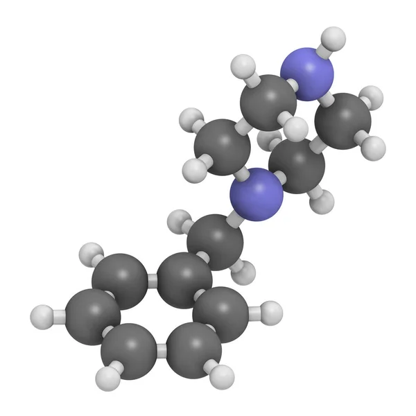 Benzilpiperazin Bzp Rekreációs Gyógyszermolekula Renderelés Atomok Hagyományos Színkódolású Gömbökként Vannak — Stock Fotó