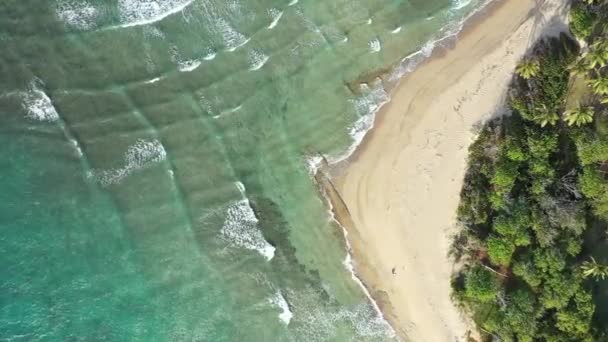 Vista Aérea Praia Com Belo Mar Oceano Tropical — Vídeo de Stock