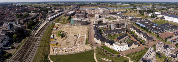新Noorderhave地区の不動産投資プロジェクトの都市開発におけるUbuntuの建設現場のパノラマ航空 — ストック写真