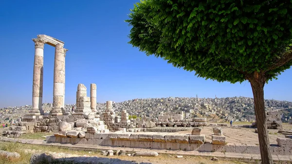 Die Ruinen Der Zitadelle Unter Blauem Himmel Jordanien Amman — Stockfoto