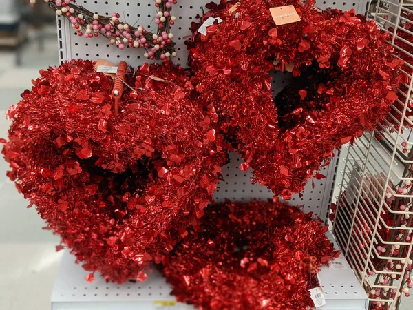 Indianapolis United States Jan 2021 Assortment Heart Shaped Red Decorations — Stock Photo, Image