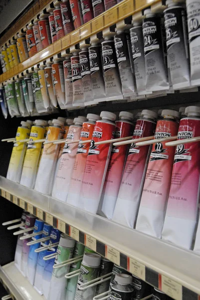 Lisboa Portugal Feb 2006 Big Assortment Gouache Paints Arts Store — Stock Photo, Image