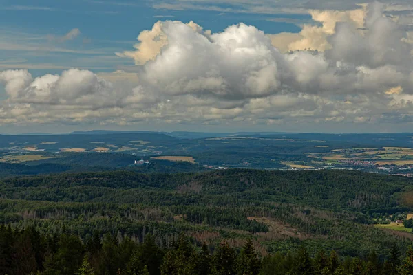 Letecký Snímek Durynského Pohoří Německu Pod Denní Oblohou — Stock fotografie