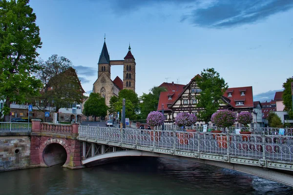 Güney Almanya Daki Esslingen Neckar Şehrinin Manzarası — Stok fotoğraf