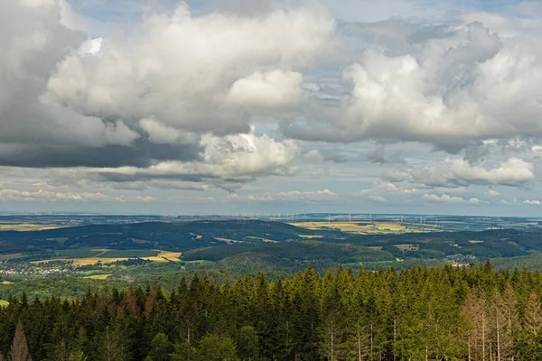 Een Luchtfoto Van Thüringer Bergketen Duitsland Bij Daglicht — Stockfoto