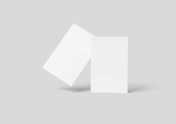 Візуалізація Двох Шматків Прямокутного Паперу Сірому Фоні Тінями Під Ними — стокове фото