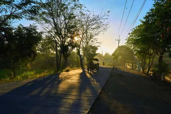 日落时的乡村道路 — 图库照片