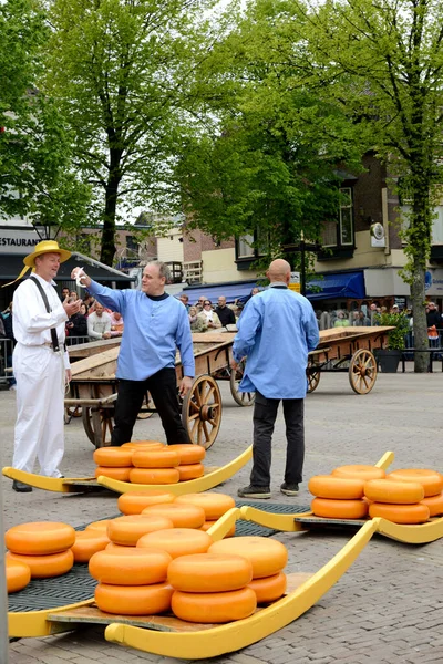 Alkmaar Nizozemsko Května 2015 Tradiční Trh Sýry Alkmaar Nizozemsko Turistické — Stock fotografie