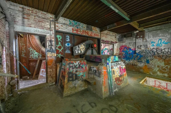 Breeeeeewood United States 2021 View View Graffiti Wall Abandoned Government — 스톡 사진
