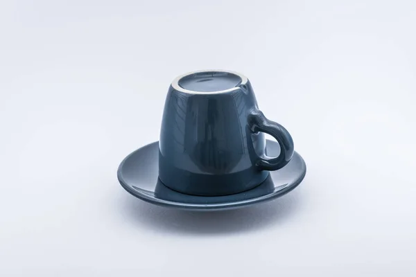 Horizontale Aufnahme Einer Espresso Tasse Drei Verschiedenen Positionen Mit Weißem — Stockfoto