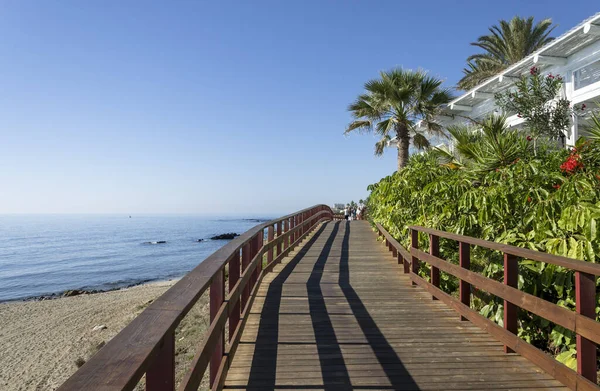 Cala Mijas Spanien Nov 2016 Strandpromenad Trä Strandpromenaden Andalusien Spanien — Stockfoto