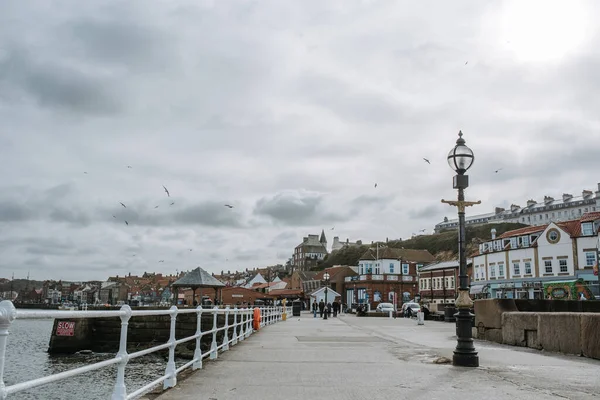 Whitby United Kingdom Mar 2020 Shot Empty Quay Sea View — стокове фото