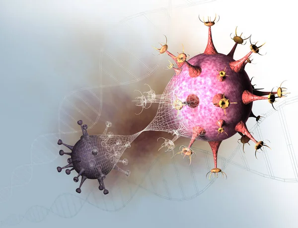 Una Ilustración Las Células Infecciosas Del Virus Delta Sars Cov — Foto de Stock