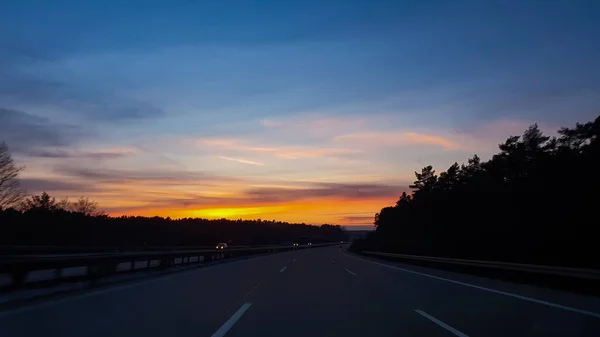 Прекрасний Захід Сонця Шосе — стокове фото