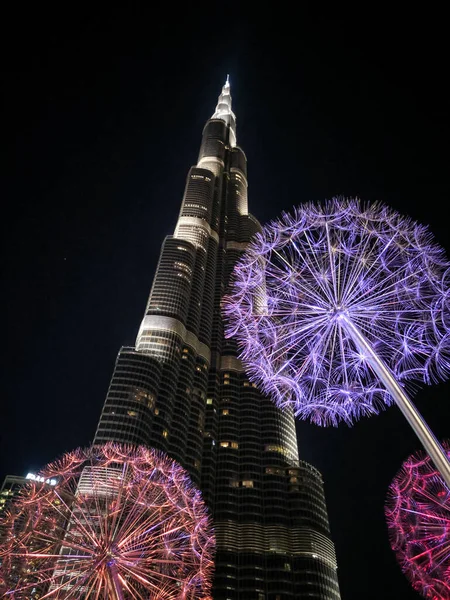 Dubai Emirados Arab Unidos Ago 2019 Night Shot Burj Khalifa — Fotografia de Stock