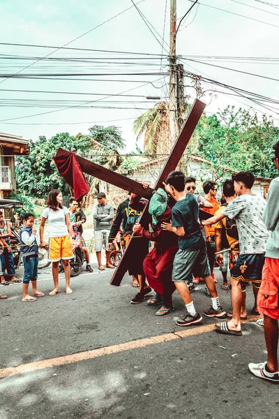 Bataa Filipinas Marzo 2018 Disparo Vertical Personas Calle Durante Semana — Foto de Stock