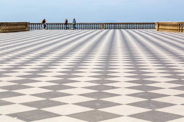 Het Terras Aan Zee Terrazza Mascagni Livorno Italië Met Een — Stockfoto