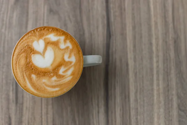 Une Vue Dessus Une Tasse Café Latte Art Sur Une — Photo